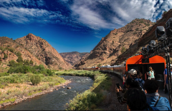 The scenic railroad on the canyon floor